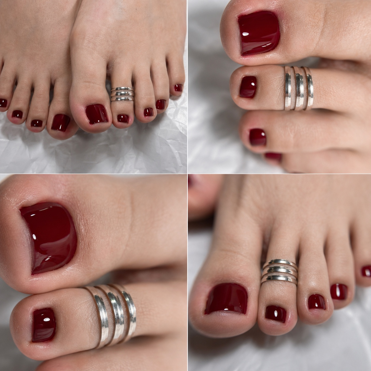 Deep red gel pedicure by NailInna beauty